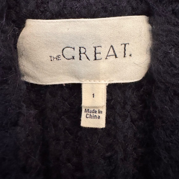 THE GREAT. Navy Textured Knit Oversized Pullover Sweater - Picture 5 of 10